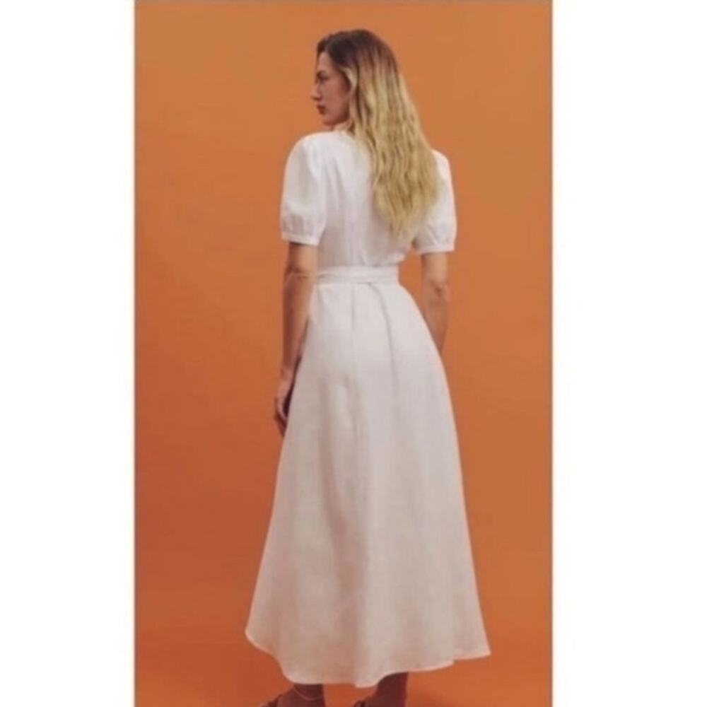 Reformation Weiss White Linen Wrap Dress Small - Picture 3 of 9